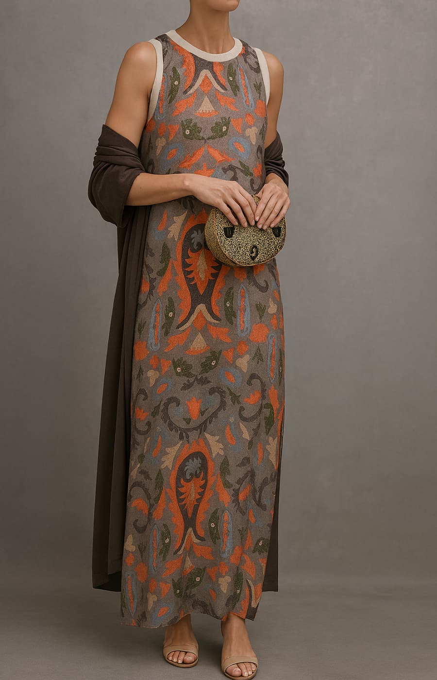 Raffaella | Robe longue élégante avec étole assortie et ligne raffinée pour occasions spéciales