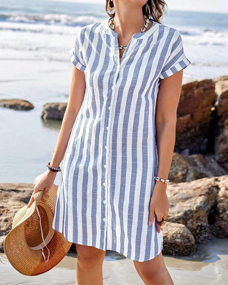 Bibbi | Robe-Chemise Élégante à Rayures