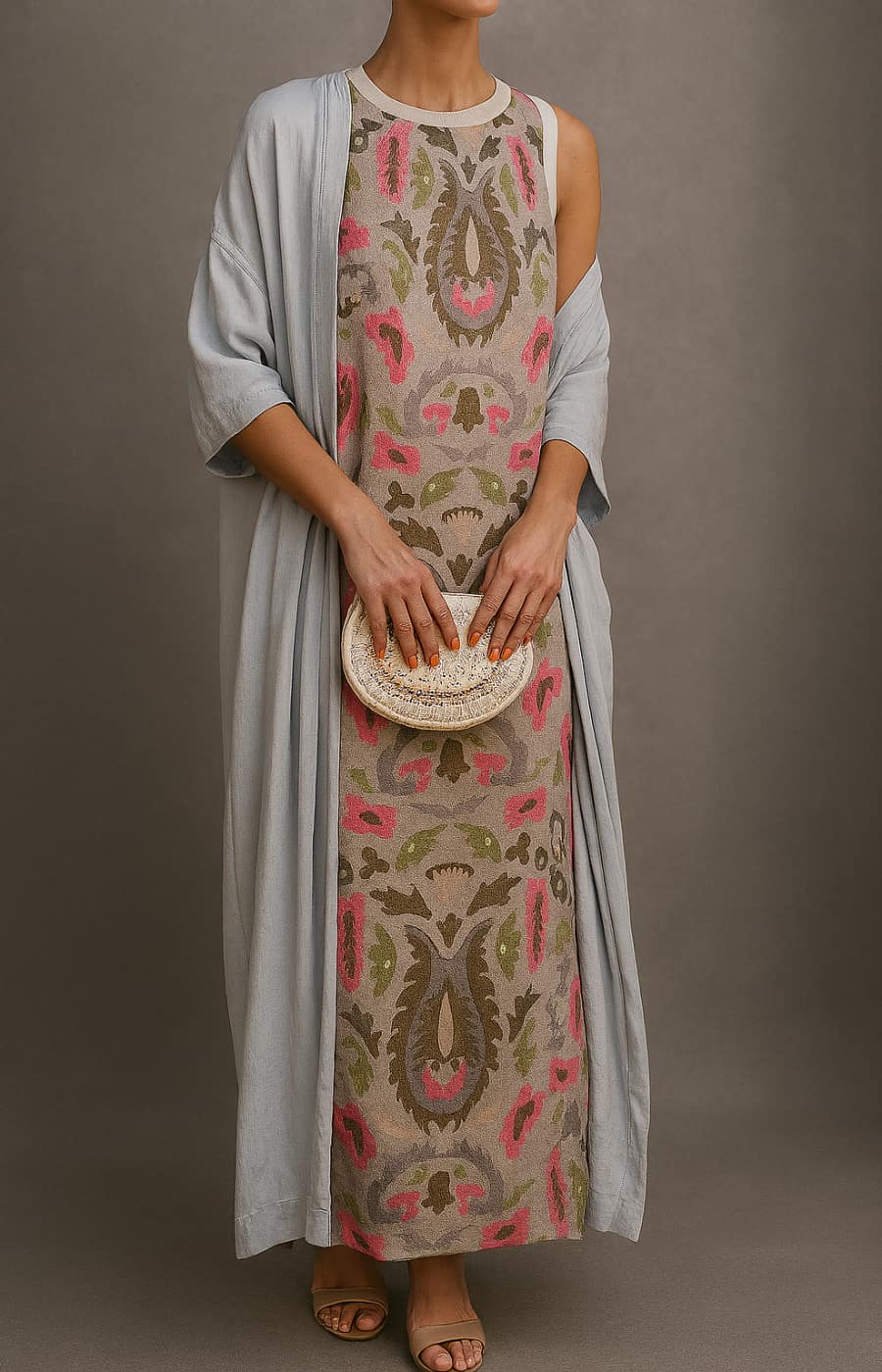 Raffaella | Robe longue élégante avec étole assortie et ligne raffinée pour occasions spéciales