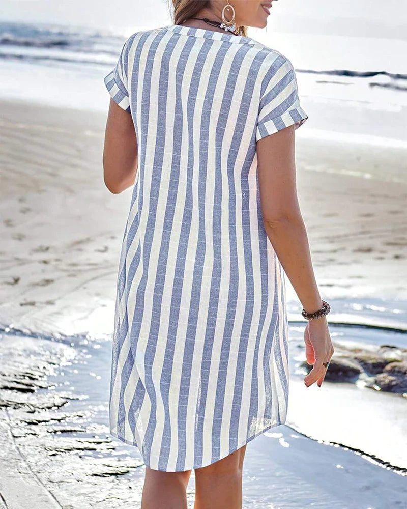 Bibbi | Robe-Chemise Élégante à Rayures