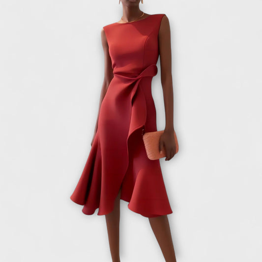 Juliette | Robe midi asymétrique drapée