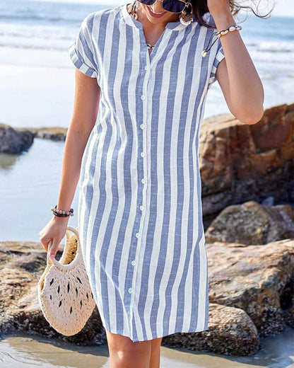 Bibbi | Robe-Chemise Élégante à Rayures