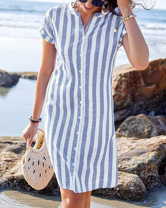 Bibbi | Robe-Chemise Élégante à Rayures