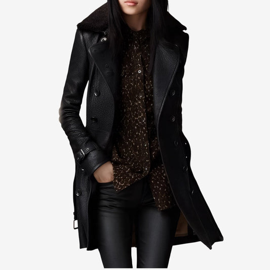 Valentina | Manteau en cuir 3/4 élégant