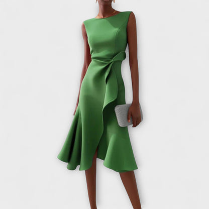 Juliette | Robe midi asymétrique drapée