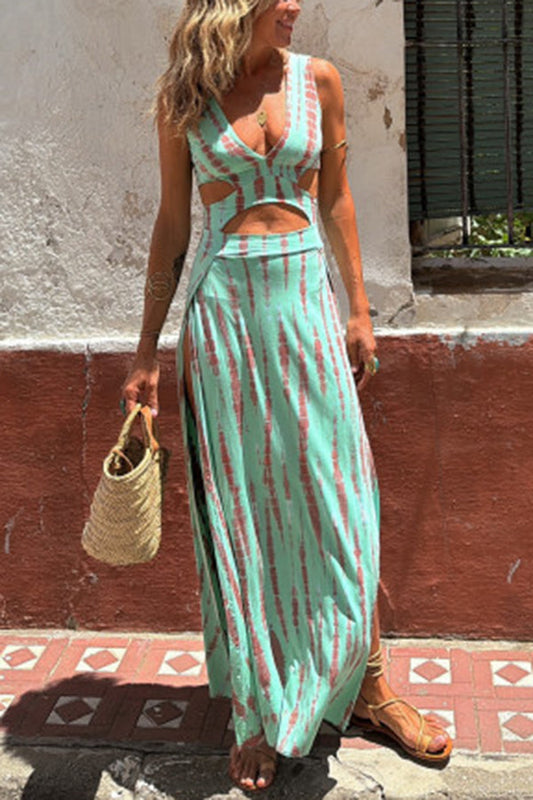 Bianca | Robe en coton à découpe et décolleté plongeant