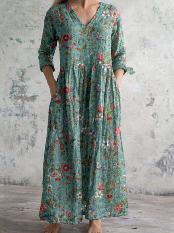 Giulia | Robe longue à imprimé fleuri vintage