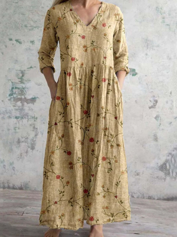Giulia | Robe longue à imprimé fleuri vintage