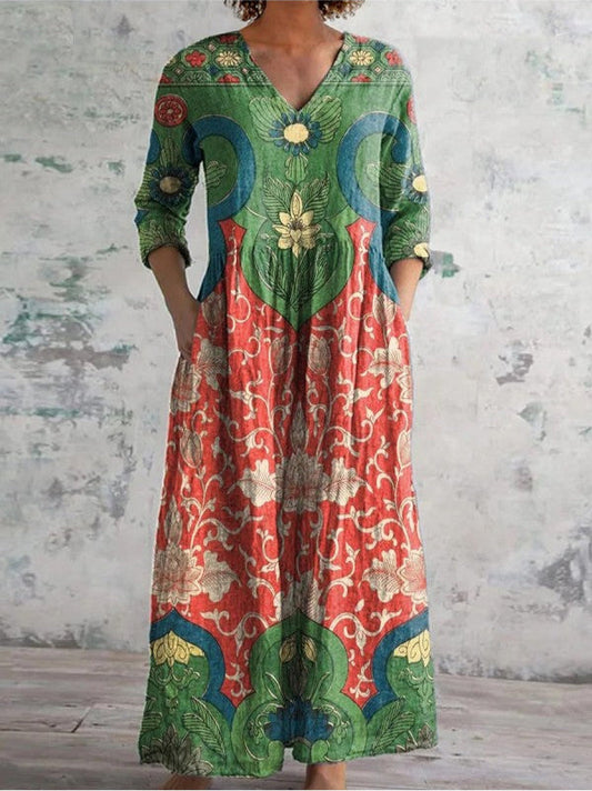 Giulia | Robe longue à imprimé fleuri vintage